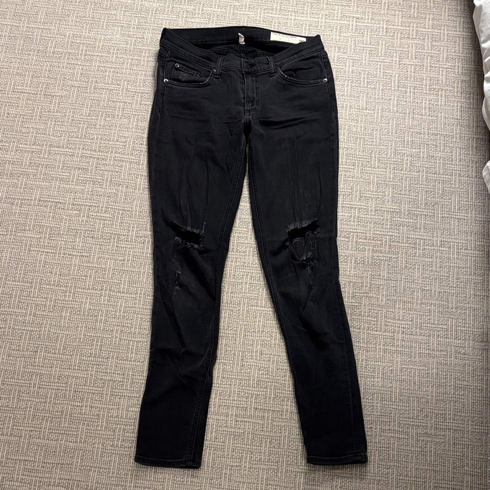 rag & bone Black Ripped Skinny Jeans